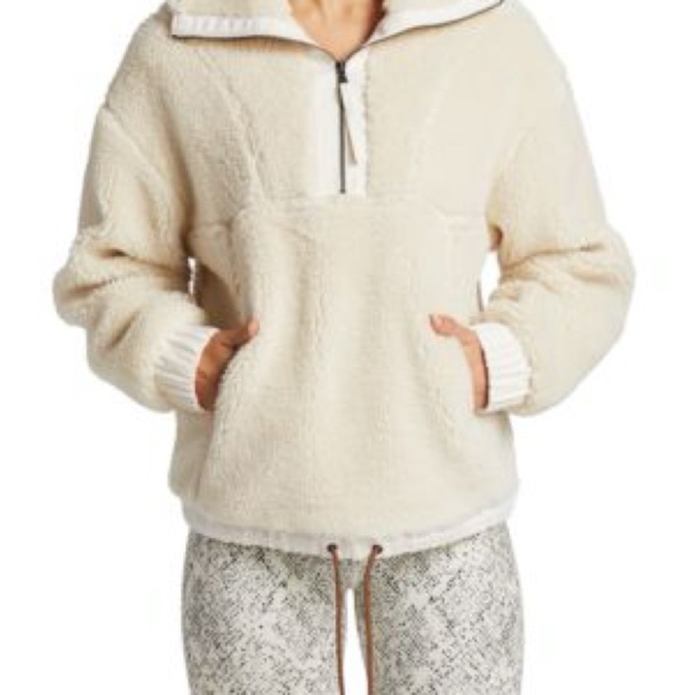 Varley Appleton Half Zip Beige Sherpa Jacket